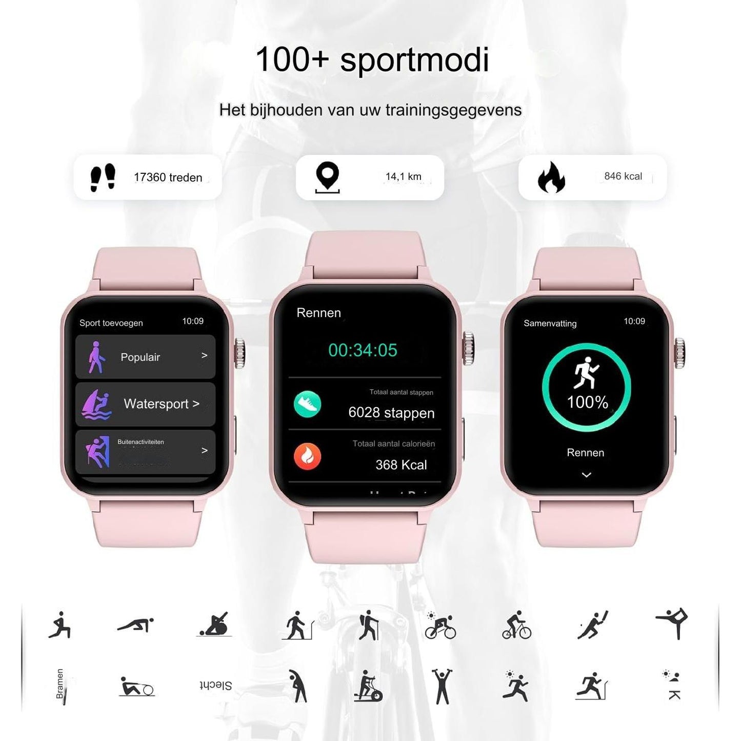 Multifunctioneel Smartwatch  - Met Extra Horlogeband- Bellen/Opnemen - Kunstmatige Intelligentie Stem - 1.85'' Fitnesstracker met SpO2 - Hartslagmeter - Slaapmonitor - Fitnesstracker 100+ Sportmodi - Calorieënteller - Smartwatches voor Android en iOS