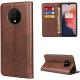 Oneplus 7T Hoesje - Premium Flip Leren Portemonnee Hoesje - [3 Kaartsleuven][Standhouder][Magnetische Sluiting] - Leren Wallet Cover Hoesje voor Oneplus 7T - Donkerbruin - Luxe Beschermhoes - Modieuze Flip Case - Hoogwaardige Wallet Hoes - Voor Oneplus 7T