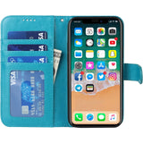 Hoesje voor iPhone X/XS (5.8 Inch) - Portemonnee Hoesje voor iPhone X/XS met [Creditcardhouders] [Schokbestendige TPU Behuizing] [Standaard], PU Lederen Magnetische Telefoonhoes Flip Portemonnee Hoesje voor iPhone X/XS (5.8 Inch) - Blauw