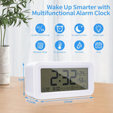 Multifunctioneel Digitale Wekker - LCD Display Met Lichtsensor - Snooze Functie - 3 Onafhankelijke Alarmen - Temperatuur- en Vochtigheidsweergave - Compact Design - Batterij Gevoed - 14x4,5x7cm