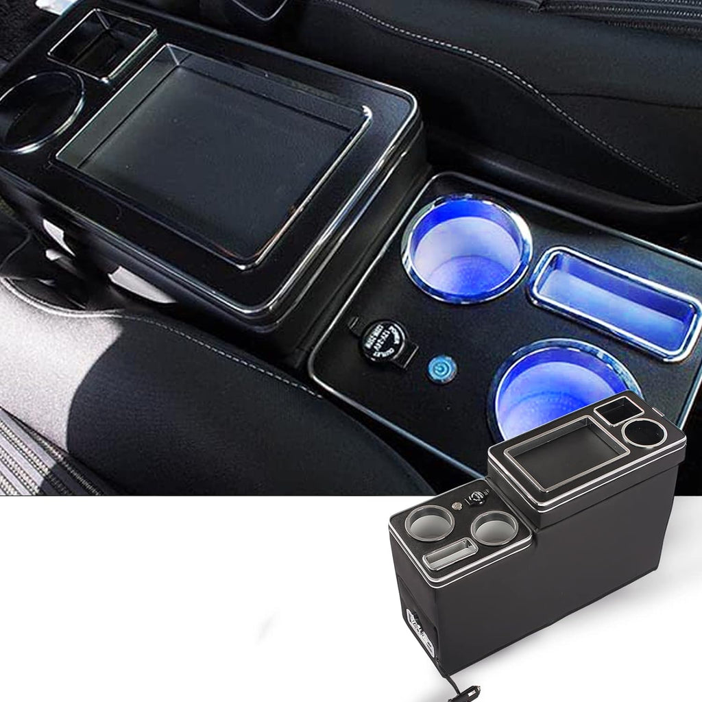 Stijlvolle Zwarte Lederen Console Box voor de Auto: VOXY Armsteun met Slimme Opbergmogelijkheden en LED-verlichting – Essentiële Upgrade voor Jouw Voertuig