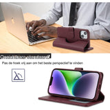 iPhone 15 Case Magsafe Compatibel - Flip Wallet Case Met Kaart Houder - PU Leren Beschermhoes - Afneembare 2-in-1 Wallet Functie - Magnetische Sluiting - Kickstand Voor Films/Video - Geschikt Voor iPhone 15 - Burgundy