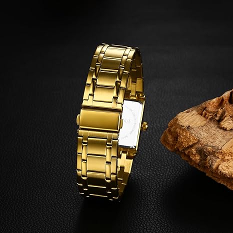 1-Stuks Herenhorloges Roestvrij Staal Datum Polshorloge Heren Analoge Quartz Horloges met Roestvrij Stalen Band Rechthoekige Kalender 3ATM Waterdichte Horloges Geschenken voor Mannen Multicolor