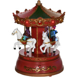 Muziekdoos Carrousel – LED Verlichting – 3 Paarden – Draaibare Kermismolen – Speelt 8 Muziekstukken – Batterij Gevoerd – Klassieke Draaimolen – Kerstversiering – Decoratie Voor Woonkamer, Slaapkamer en Open Haard – 18,5 cm Hoog
