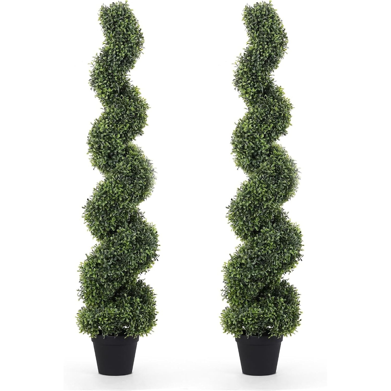 2 Stuks – Kunstplanten Spiraalvorm – 120 cm Nep Buxus Bomen voor Buiten – Kunstmatige Buxus Topiary Set – Twisted Boom voor Tuin Terras Voordeur Balkon – Weerbestendige Decoratieve Buxusplanten – Onderhoudsvrij en UV-Bestendig Groendecor