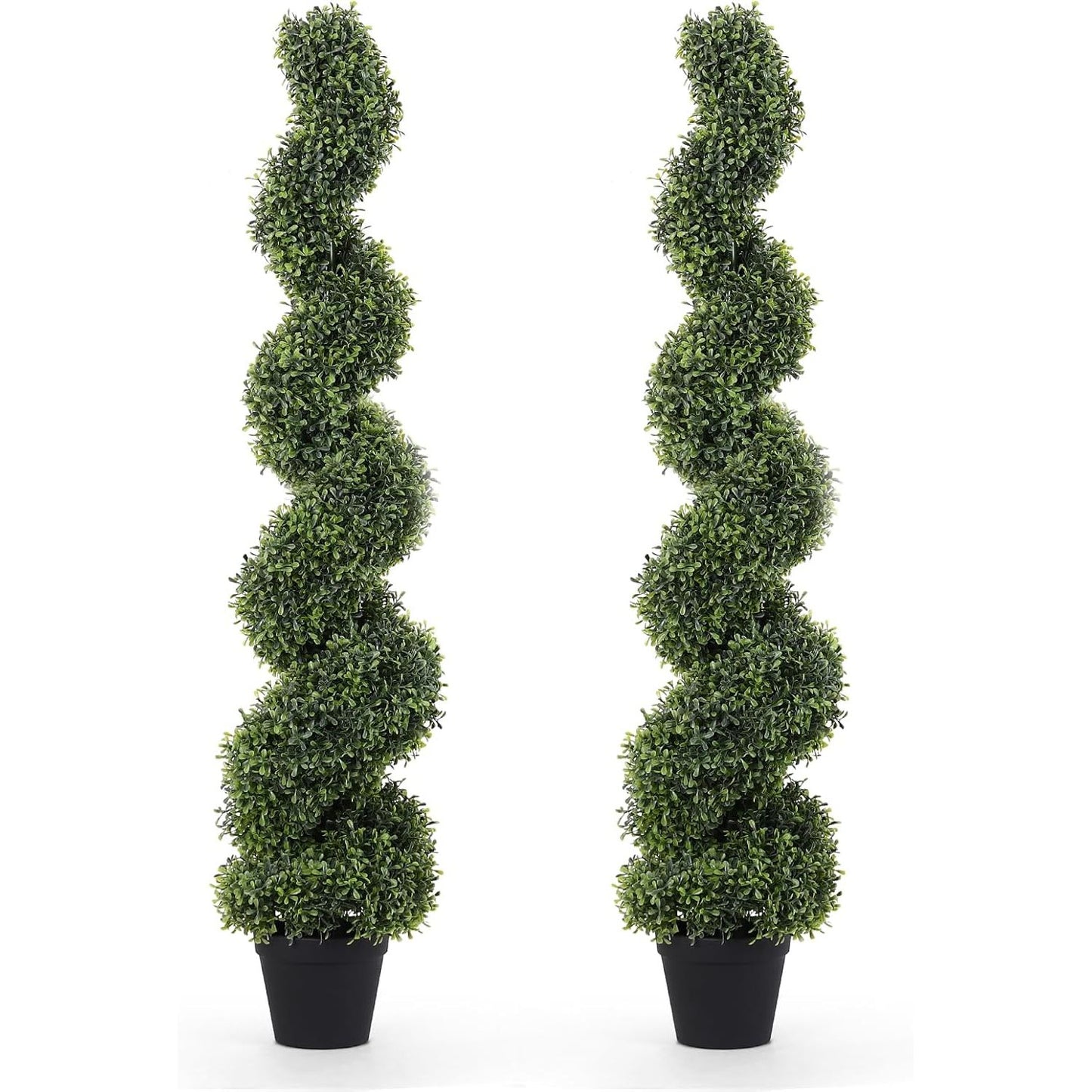 2 Stuks – Kunstplanten Spiraalvorm – 120 cm Nep Buxus Bomen voor Buiten – Kunstmatige Buxus Topiary Set – Twisted Boom voor Tuin Terras Voordeur Balkon – Weerbestendige Decoratieve Buxusplanten – Onderhoudsvrij en UV-Bestendig Groendecor
