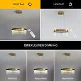 Moderne Kristallen Kroonluchter – Goudkleurig – LED Inbouw Plafondlamp – Dimbaar – Verstelbare Ketting – Voor Woonkamer, Eetkamer, Keuken, Hal en Trap – Energieklasse F