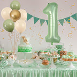 100 cm - Nummer 1 Ballon - Salie Groen - 1e Verjaardag Ballonnen Set - Retro Zand Wit - Avocado Groen - Goudkleurige Latex Ballonnen - 1 Folie Ballon - Babyshower - Jungle Thema Verjaardag Decoratie - Herbruikbare Ballonnen Voor Jongens En Meisjes