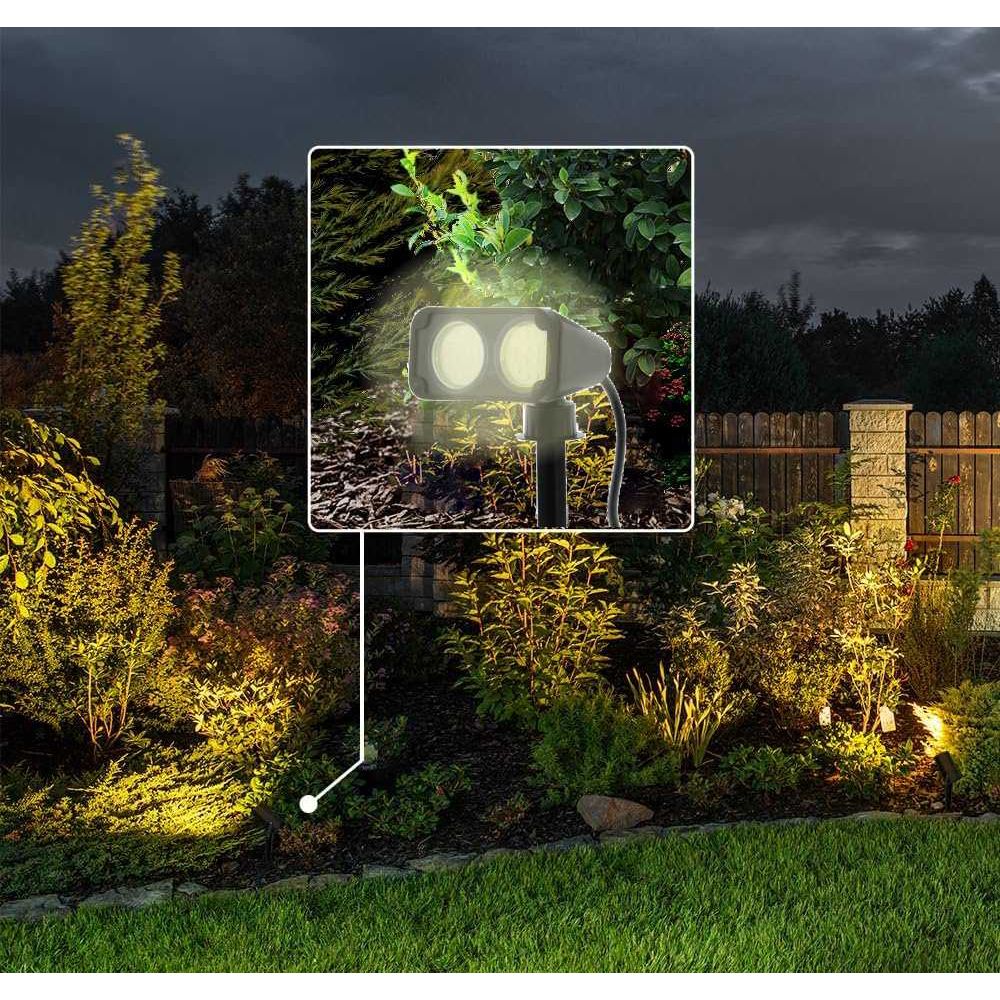 NEMA 1 Grondpin - LED Tuinspot - Zwart Kunststof - Verstelbare Kop - Inclusief GU10 LED - IP44 Spatwaterdicht - 3000K Warm Wit Licht - 250 Lumen - 115x115x180 mm - Met Kabel en Stekker