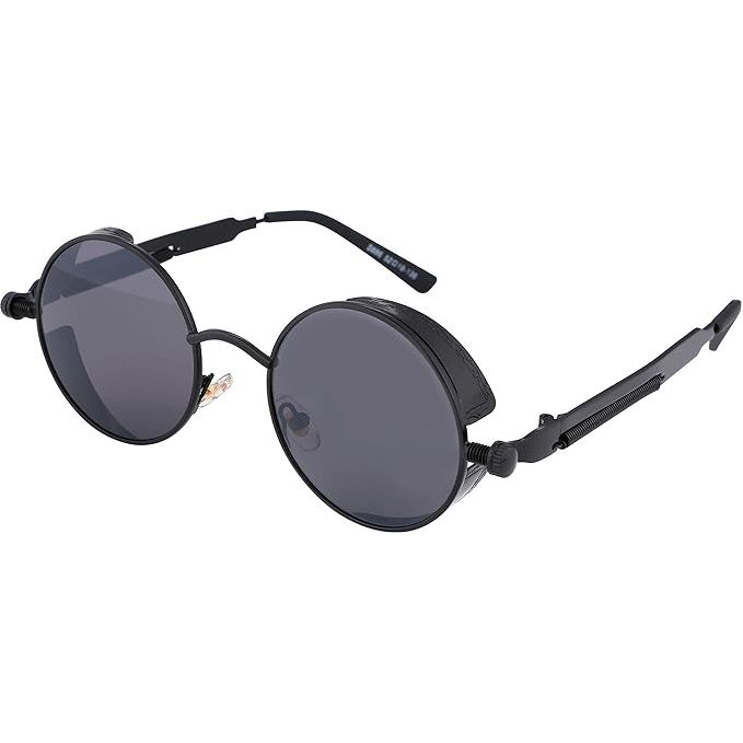 FEISEDY Retro Gothic Steampunk Zonnebril - Ronde Metalen Frame - Unisex UV400 Bescherming - Lichtgewicht - Steampunk Stijl Zonnebril Voor Mannen en Vrouwen - Geschikt Voor Wandelen, Rijden, Reizen en Dagelijks Gebruik - Model B1857