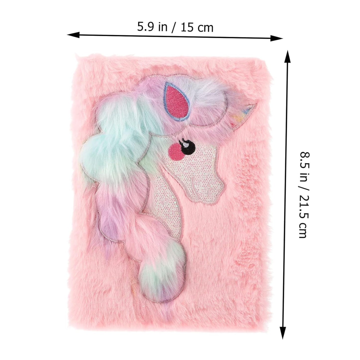 4 Delig - Pluizig Eenhoorn Dagboek Set - A5 Gelinieerd Notitieboek met Regenboog Pailletten Cover, Eenhoorn Pen, Sleutelhanger & Etui - Ideaal voor Kinderen