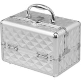 Luxe Cosmeticakoffer - Beautycase - Sieradenkoffer - 23x15x18 cm - Zilver - Aluminium Frame - Met Spiegel en Uittrekbare Trays - Draagbaar en Stofbestendig - Ideaal voor Reizen en Make-up Studio's