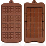 2 stuks - Siliconen Chocoladevormen - Niet-Klevende Chocoladeschimmels - Mini Chocolade Reepvormen - Twee Verschillende Stijlen van Bruine IJsblokjesbakvormen - Snoep Chocolade Bakken Keukenmallen - Chocolademallen - Chocoladevormen Set