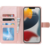 iPhone 13 Pro Max/12 Pro Max Compatibel met Magsafe - Flip Portefeuille Etui van Leer - [2 in 1] [3 Porte Cartes] [Magnétique] - Bescherm Etui voor iPhone 12/13 Pro Max - Roségoud - Luxe, Duurzaam - Magnetische Sluiting - Volledige Bescherming