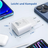 Krachtige USB-C Oplader - Tablet / Smartphone Lader - 25 W USB C Snellader - PD 3.0 Power Adapter - Stekker - Laadstekker - USB-C Voeding - Geschikt Voor iPhone 15 Pro/15 Pro Max/14 Plus/13/12/11/iPad/Samsung/Google Pixel - Compact en Draagbaar