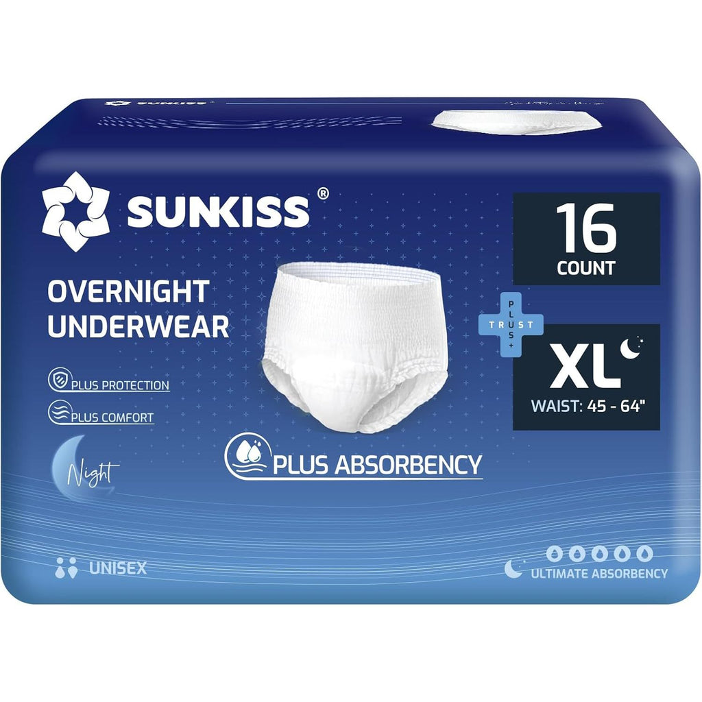 16 Stuks - Wegwerp Incontinentie Ondergoed - Incontinentiebroekjes Volwassenen - Extra Groot - Ademend - Nachtgebruik - Anti-lek Bescherming - Geurcontrole - Uniseks - XLarge (Taille 115 tot 163 cm) - Discreet Verpakt