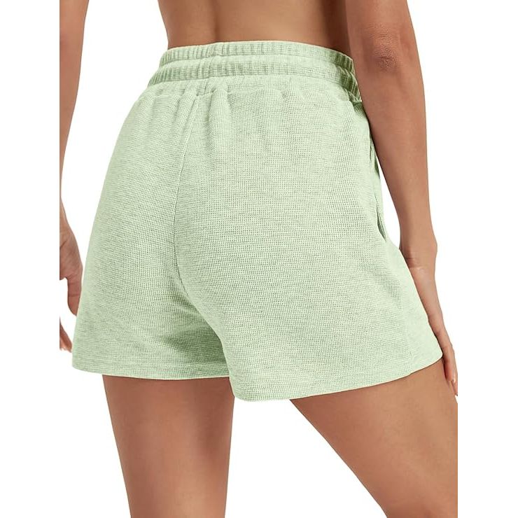 Dames Shorts Comfortabel en Los Model - Gemaakt van Zacht Wafel Katoen - Perfect voor Zomer en Herfst - Casual Lounge Broek met Trekkoord voor Optimale Pasvorm - Modieuze Keuze voor Dagelijks Gebruik