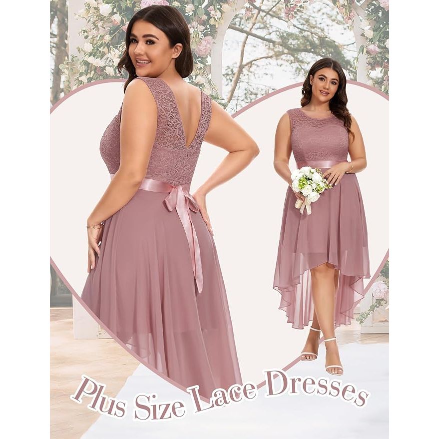 Elegante Asymmetrische Cocktailjurk – Mouwloze Chiffon Avondjurk met Kant – Perfect voor Bruiloften, Feesten en Formele Gelegenheden