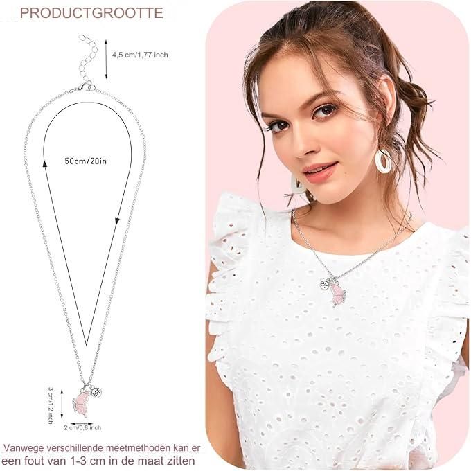 2 Stuks - Vriendschapsketting Voor Vrouwen - Bff Kettingen Voor 2 Meiden - Zilveren Vlinderhanger Ketting - Mode Sieraden - Ketting Met Hartvormige Puzzelhanger - Persoonlijke Sieraden - Meerkleurige Kettingen - Blauw Roze