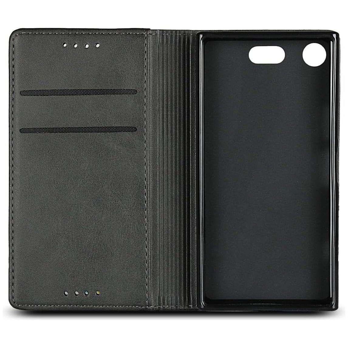 Hoesje voor Sony Xperia XZ1 - Flip Lederen Portemonnee Hoesje - [3 Kaartgleuven] [Sta Functie] [Magnetische Sluiting] - Beschermhoesje voor Sony Xperia XZ1 - Zwart - Kaarthouder - Magnetische Flap - Telefoonhoes met Standaard