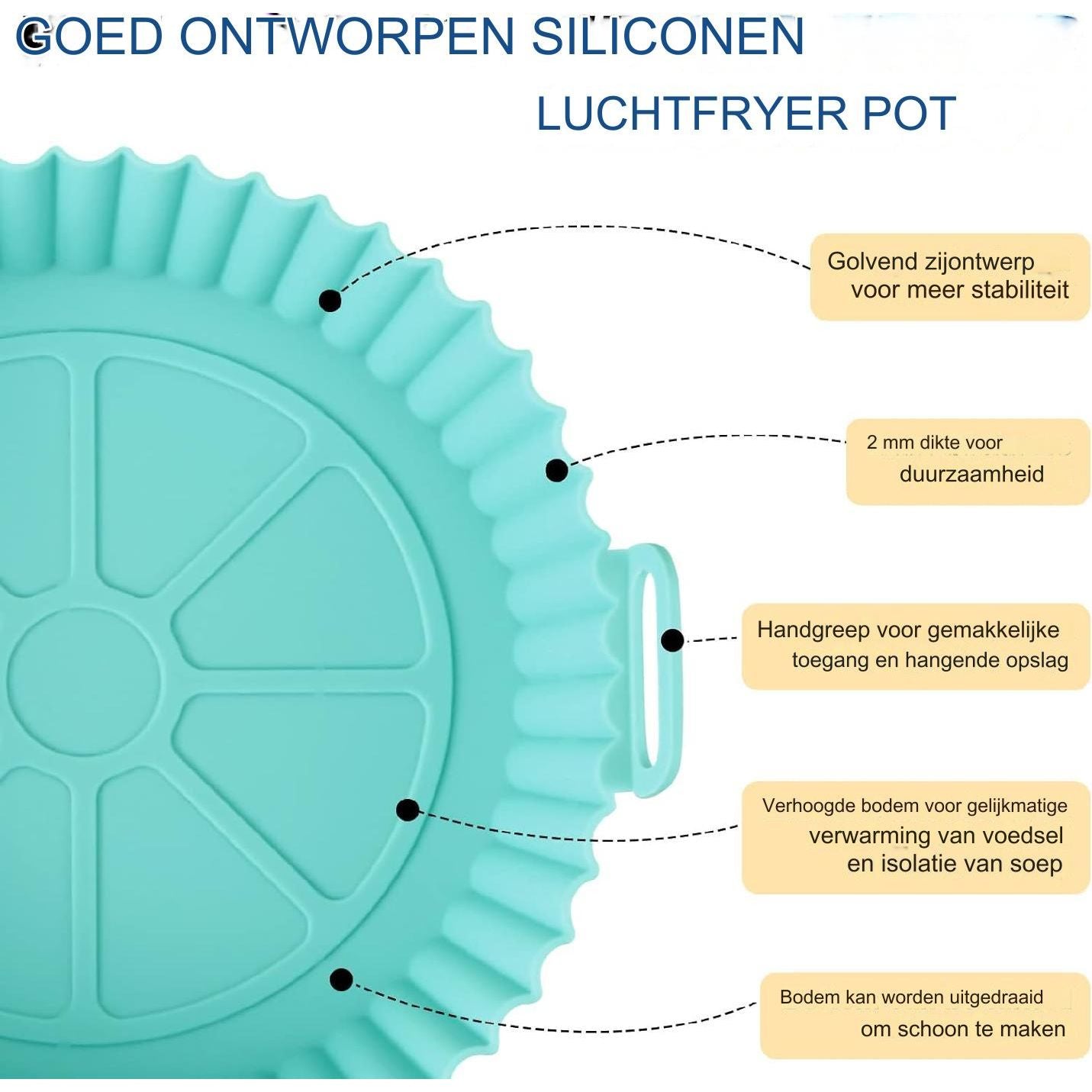 8 Delige - Set Siliconen Airfryer Liners Met  7.5inch - Ronde Siliconen Airfryer Pot Herbruikbaar - Siliconen Airfryer Mandje met Handvat - Gemakkelijk Schoon te Maken Voedselveilige Airfryer Accessoires (Blauw+Grijs)