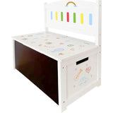 Spielmaus Houten 3-in-1 Kinderbank – Zitbank met Opbergruimte en Schoolbord – Speelbank voor Kinderen – Inclusief Krijt en Spons – Wit – 60x31,6x55,6 cm – Max. Draagvermogen 50 kg