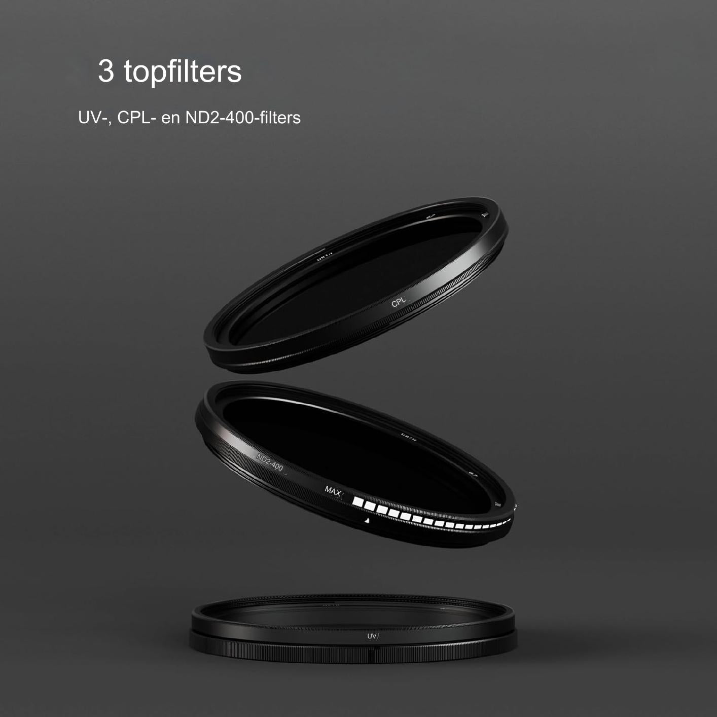 ND2 400 Filter Kit voor Cameralens - 77mm UV Filter Set - Variabele ND Filter - Neutrale Dichtheidsfilter - ND2 tot ND400 - 77mm Lenskits - UV Beschermingsfilter - Hoogwaardige Camera Accessoires - Verstelbare Neutrale Filter - Ultraviolet Lenskits