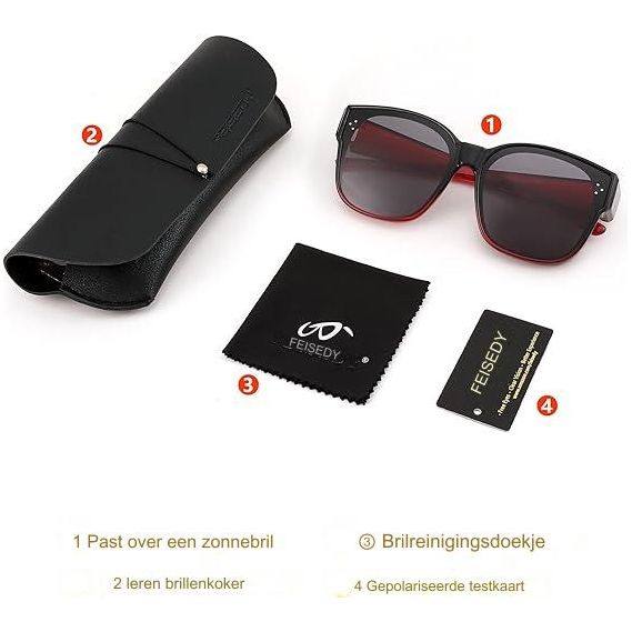 Modieuze Gepolariseerde Zonnebrillen voor Dames en Heren - Oversized Trendy Vierkante Cat Eye Brillen voor Over de Bril - Zonnebril Op Sterkte voor Rijden en Outdoor - Beschermende UV400 Glazen - Stijlvolle Overzet Zonnebril B2849