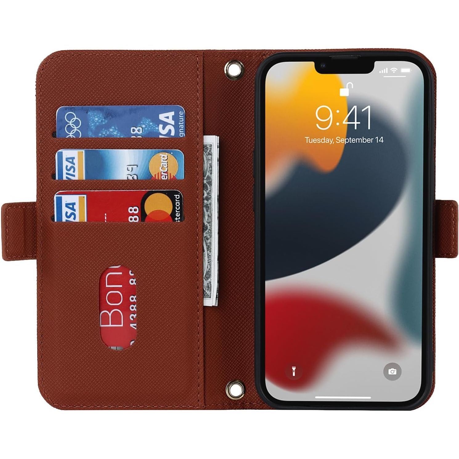 Multifunctionele Crossbody Lanyard Wallet Leather Case met Card Slots en Mirror voor Volledige Bescherming - Bruin - Compatibel met iPhone XR - Stijlvolle en Praktische Oplossing voor Draagbaarheid en Veiligheid