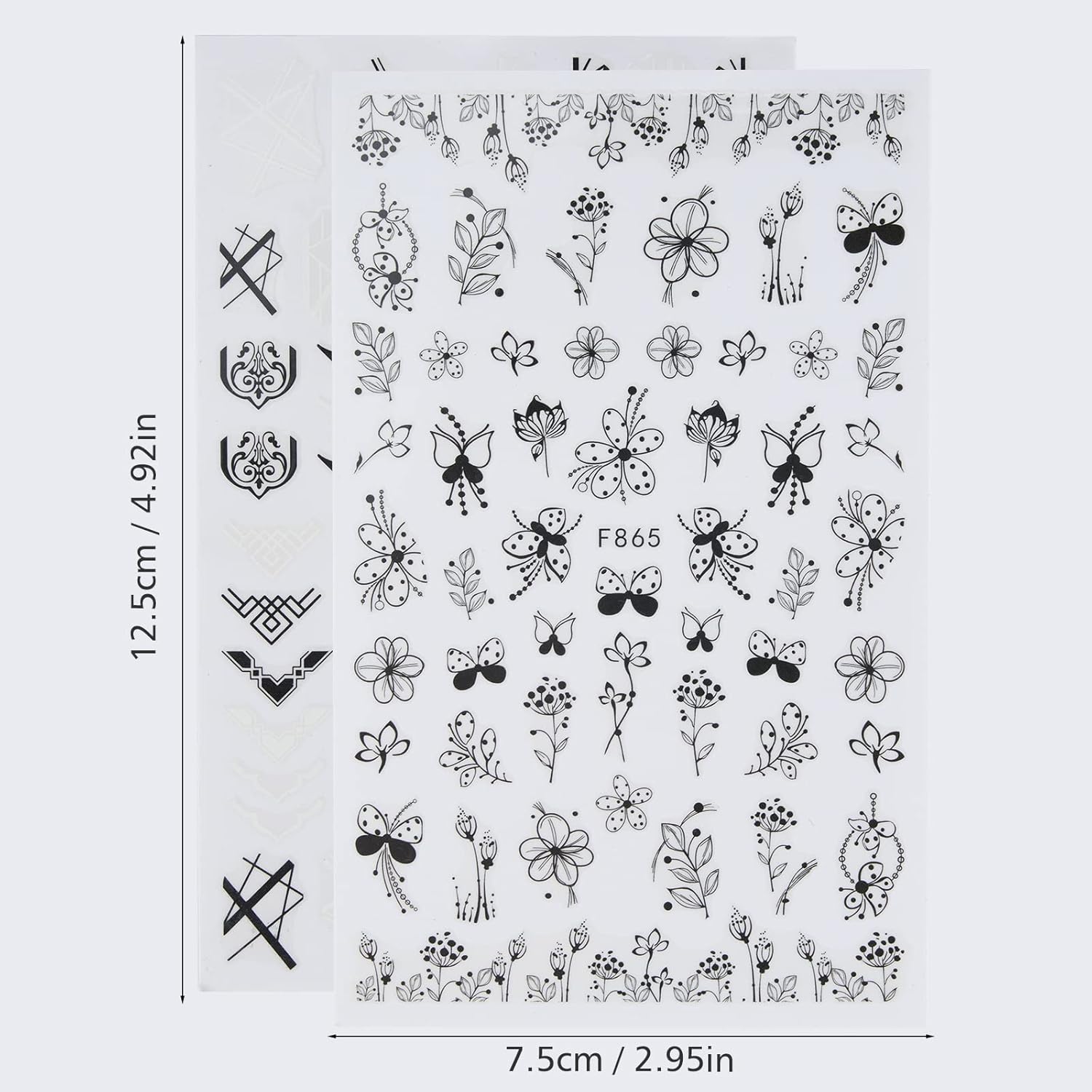 6 Vellen Nagelstickers - Zelfklevende Nail Art Stickers Met Bloemen En Vlinderpatroon - DIY Nagel Decals - Lichtgewicht Waterproof - Elegante Nagelversiering Voor Vrouwen En Meisjes - Botanisch Thema - ChouchouClip Stijl