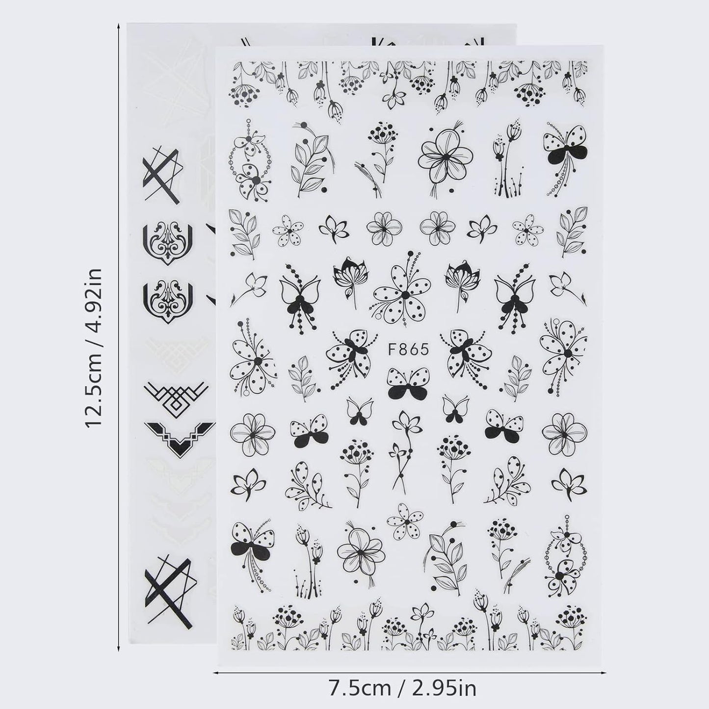 6 Vellen Nagelstickers - Zelfklevende Nail Art Stickers Met Bloemen En Vlinderpatroon - DIY Nagel Decals - Lichtgewicht Waterproof - Elegante Nagelversiering Voor Vrouwen En Meisjes - Botanisch Thema - ChouchouClip Stijl