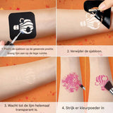 Complete Glitter Tattoo Set – 212 Sjablonen – 30 Kleuren Glitters – Biologisch Afbreekbare Huidglitter – Schminksjablonen voor Kinderen – Huidlijm Inclusief – Knutselset voor Meisjes en Jongens – Tattoo Knutselpakket