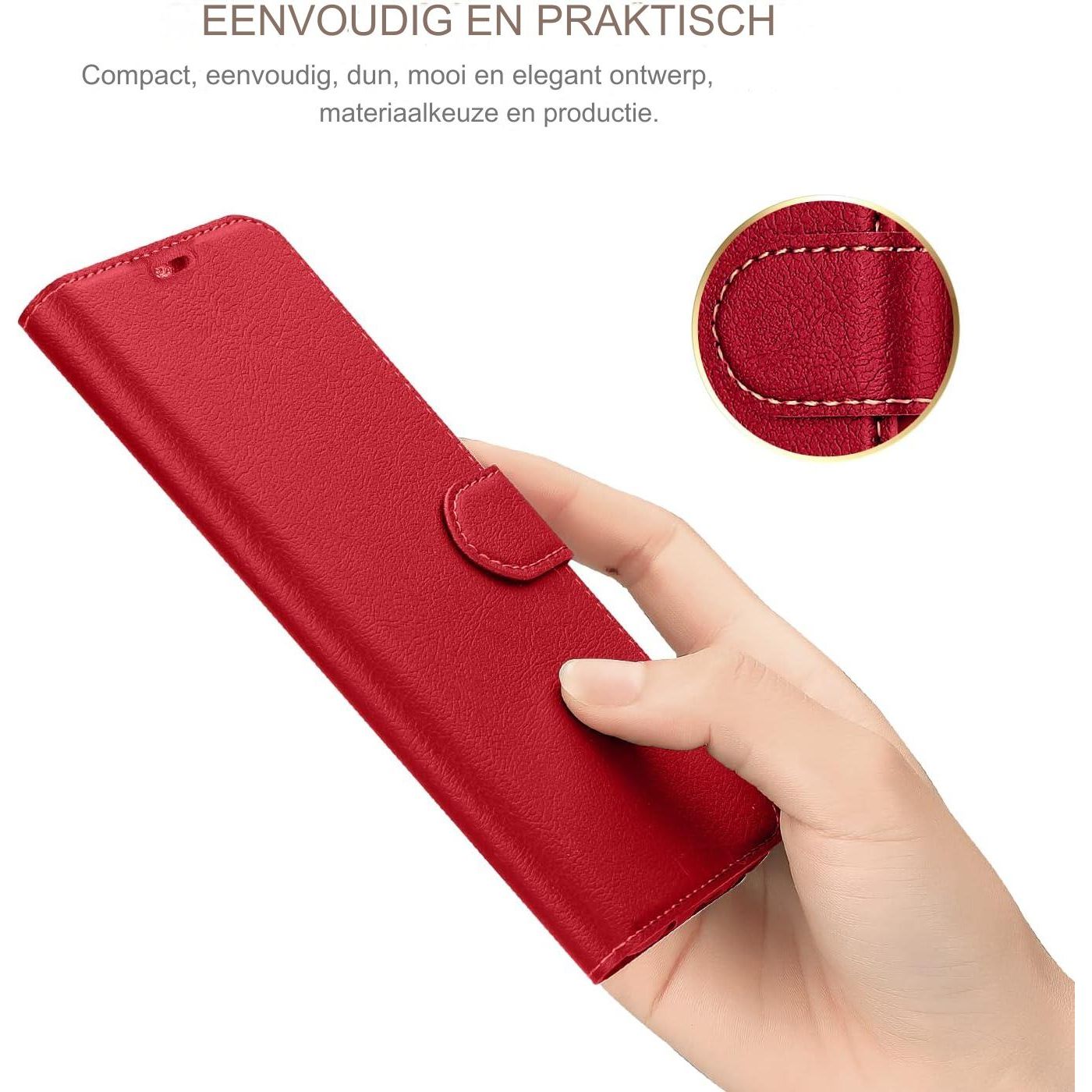 1-Stuks Hoesje voor Samsung Galaxy S9 Plus, Luxe Lederen Vouwbare Portemonnee Beschermhoes Telefoonhoesje met [Magnetische Sluiting, Kaartsleuf, Standfunctie] voor Samsung Galaxy S9 Plus (Rood)