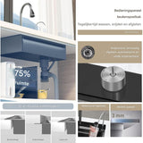 Zwarte Geïntegreerde Spoelbak – Luxe Werkstation Keukenspoelbak met Waterval, Kraan met Digitale Temperatuurweergave, Piano-schakelaarbediening en Volledige Accessoireset (68 cm)