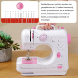 Elektrische Naaimachine – Mini Naaimachine voor Beginners – 12 Stiksels – Draadspoel Apparaat – Dubbele Draad – Compacte Naaiapparaat – EU 220V – Roze Naaimachine – Draagbare Handnaaimachine – Kleine Tafelnaaimachine
