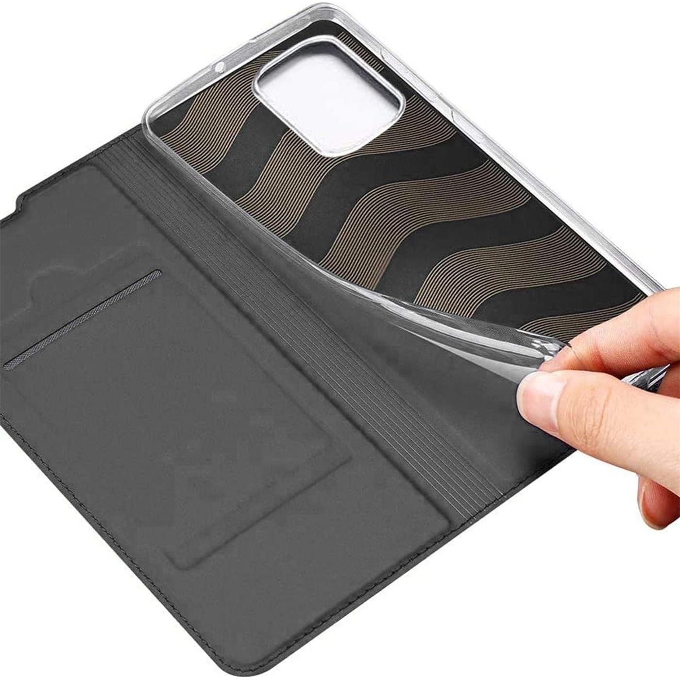 iPhone 13 Pro Max Slanke Boekhoes Zwart Wallet Case - Dunne Telefoonhoes met Kaartsleuven - Luxe Bescherming - Modieus Design - Bescherm uw telefoon in stijl met deze slanke zwarte boekhoes met handige kaartsleuven voor een praktische en modieuze ervaring