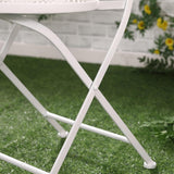 3 Delig Tuinset - Mozaïek Tuintafel met 2 Inklapbare Tuinstoelen - Weerbestendig Balkonset - Bistrotuinset van Metaal en Keramiek - Klapstoelen en Ronde Tuin Tafel voor Buitengebruik - Terrasmeubels in Witte Stijl
