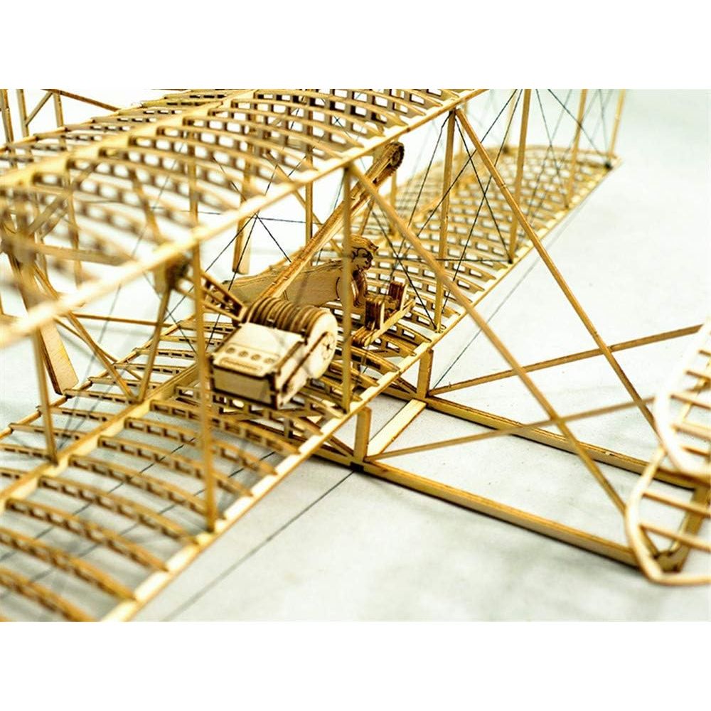 Houten Modelbouw Kit - 3D Schaalmodel Wright Flyer Vliegtuig - Handgemaakt Houten Vliegtuig - DIY - 1:24