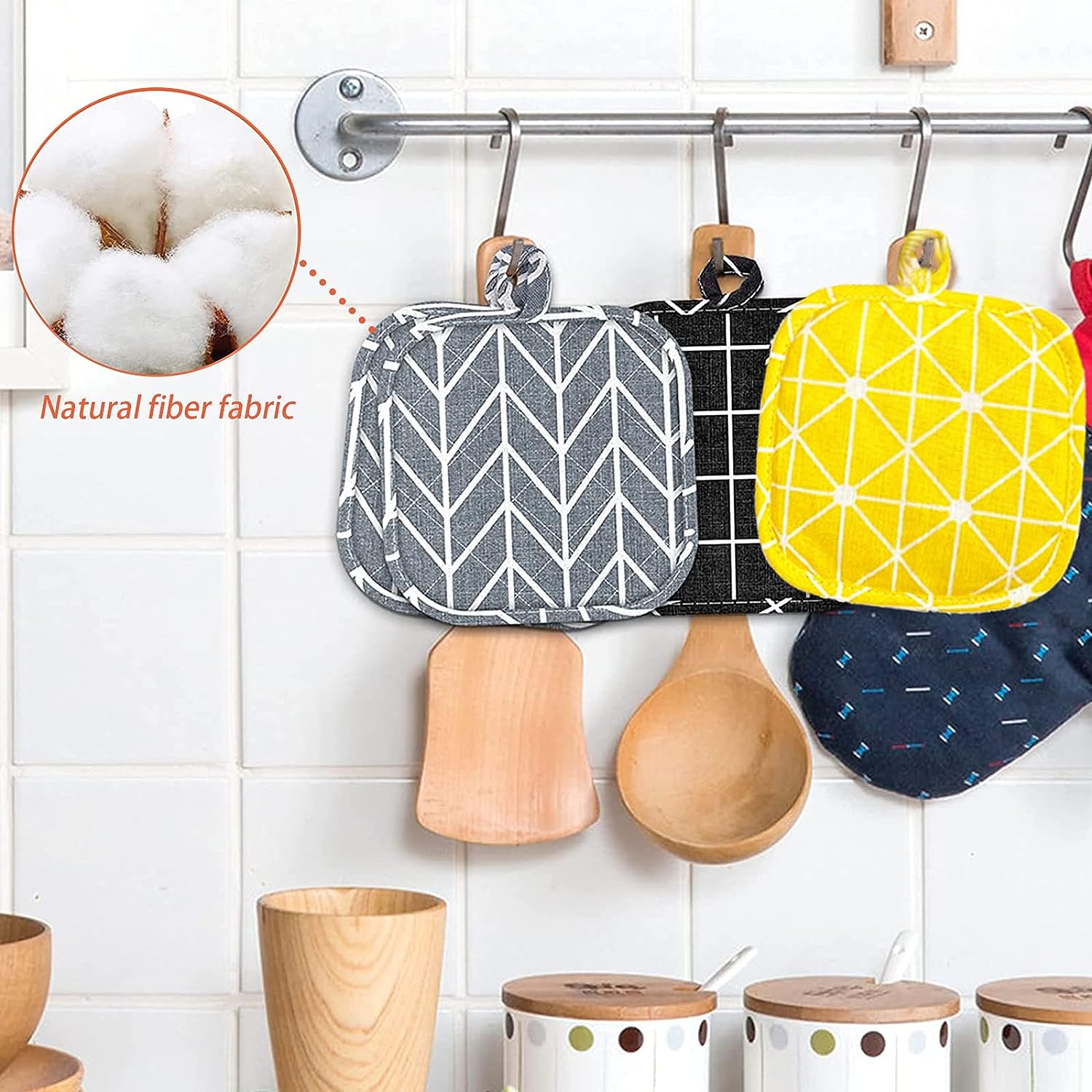 Set van 4 Katoenen Pannenlappen - 18x18cm - Hittebestendige Oven- & Kookhandschoenen - Stijlvolle Keukenaccessoires
