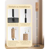Staande - Lamp - LED - Rattan - Vloerlamp - 165 cm - Hoog - Met - Afstandsbediening - En - E27 - LED - Lamp - Crumpled - Rattan - Kap - Traploos - Dimbaar - 2700K - 6000K - Leeslamp - Voor - Woonkamer - Slaapkamer - Energieklasse - E