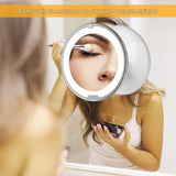 10X Vergrotende Verlichte Make-up Spiegel - Draagbare Verlichte Badkamerspiegel - 360-Graden Draaibare en Vergrendelbare Zuignap - Daglicht Witte LED Verlichting - Handige Reisvriendelijke Make-up Spiegel met Sterke Zuignap
