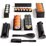 ﻿  Sushi Making Kit - 10-Delige Set met 8 Unieke Vormen - Eenvoudig Sushi Rollen voor Beginners - Zwart