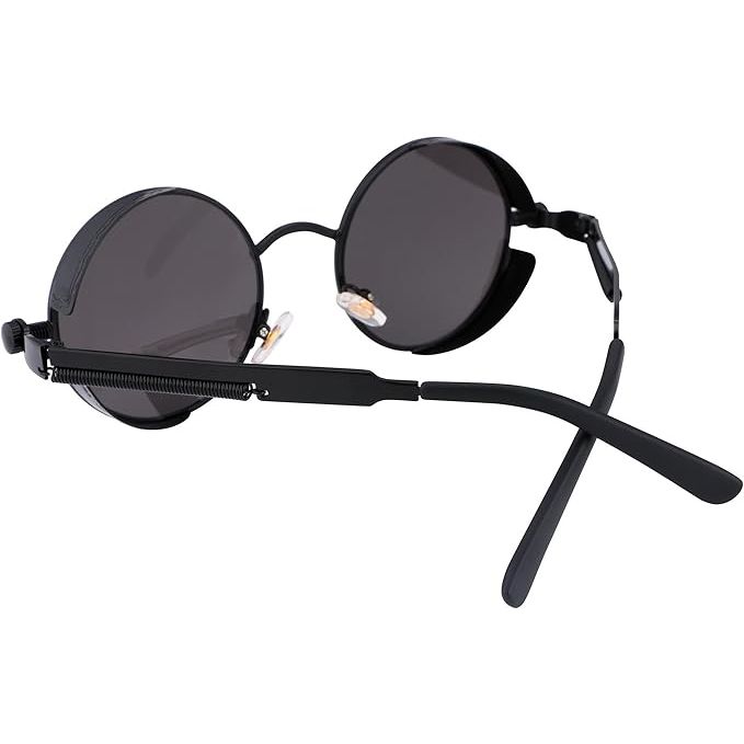 FEISEDY Retro Gothic Steampunk Zonnebril - Ronde Metalen Frame - Unisex UV400 Bescherming - Lichtgewicht - Steampunk Stijl Zonnebril Voor Mannen en Vrouwen - Geschikt Voor Wandelen, Rijden, Reizen en Dagelijks Gebruik - Model B1857