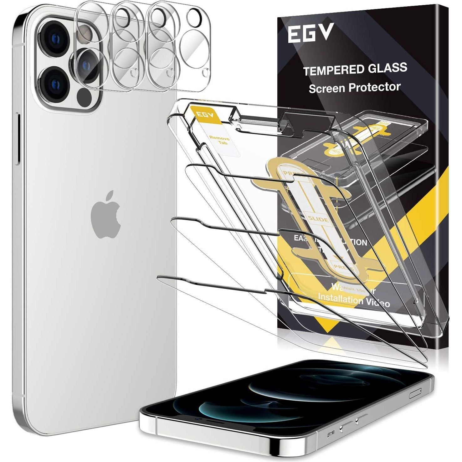 iPhone 12 Pro Max 3+3 Screen Protector Camera Lens Protector – Geschikt voor iPhone 12 Pro Max 6.7 inch – 9H Gehard Glas – Case-Vriendelijke Pasvorm – Inclusief Installatiekit – HD Helderheid – Bescherming Tegen Krassen en Stoten