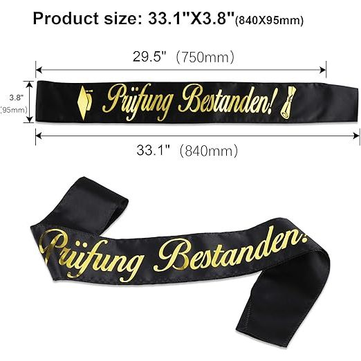 HOWAF Zwarte Gouden Afstudeersjerp 'ABI 2023' - Perfecte Examencadeau en Feestdecoratie - Unisex, Hoogwaardig Satijn, Ideaal voor Graduatie en Feestjes, 84cm Lang en 9cm Breed