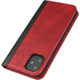 Hoesje voor iPhone 11 - Premium Magnetisch Flip Lederen Portemonnee Hoesje, [3 Kaartsleuven] [Staande Functie] [Schokbestendig TPU] Hoesje voor iPhone 11 – Rood + Zwart, Luxe Bescherming met Handige Portemonnee en Schokbestendige TPU Binnenkant