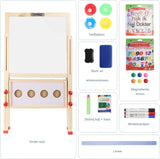 2-in-1 - Dubbelzijdige Kunst Easel - Verstelbare Hoogte - Kinder Schoolbord en Whiteboard - Magnetische Tekentafel - Inclusief Accessoires, Krijt en Spons - Voor Peuters en Kinderen