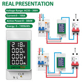 1 Stuk Geavanceerde AC Din Rail Energiemeter: Digitale Multimeter & Elektriciteitsverbruik Monitor - AC Voltmeter en Ammeter 50-300V 0-100A met Ingebouwde Stroomtransformator