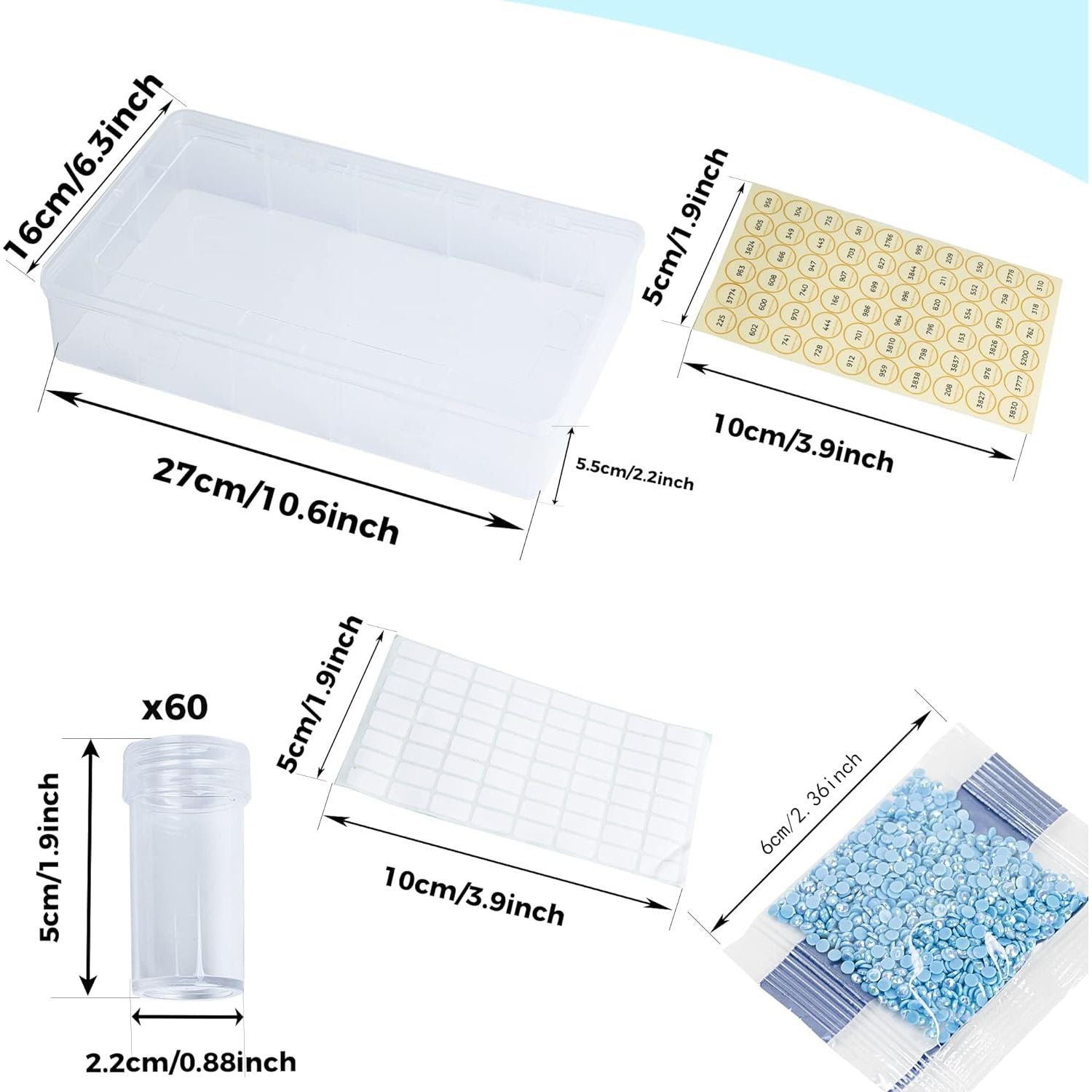 60-Kleuren AB Diamant Schilderij Steentjes Set - 9.000 Ronde AB Diamanten - Inclusief Opbergdoos, Accessoires & Gereedschap - Volledig Pakket voor DIY Diamant Kunstprojecten