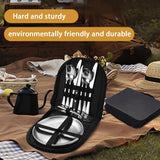 10-Delige - Campingbestekset - RVS Kampeer Servies - Bestekset Voor 2 Personen - Vorken - Lepels - Tafelmessen - Botermes - Borden - Vleestang - Opbergtas - Outdoor Picknick Servies - Kampeer Accessoire